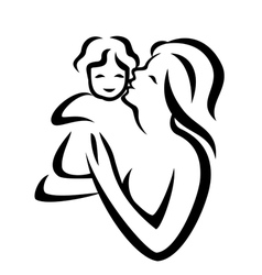 Mother and child sketch vector image