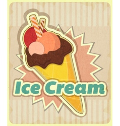 Ice cream on retro background vector image