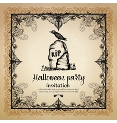 Halloween Vintage Invitation With Frame vector image