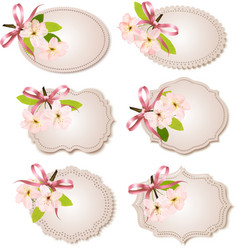 Spring cards with blossoming tree brunch with vector image
