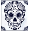 Hand drawn sugar skull in ornate frame Hand drawn sugar skull in ornate frame vector image