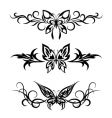 Set tribal with butterflies tattoo vector image