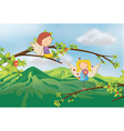 Angels at the branch of a tree vector image