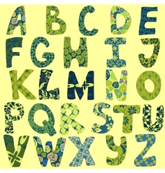 Funny alphabet made of patches for scrapbooking vector image
