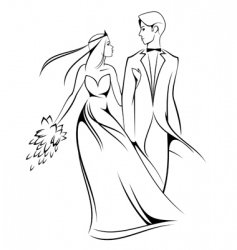 Cartoon bride and groom vector image