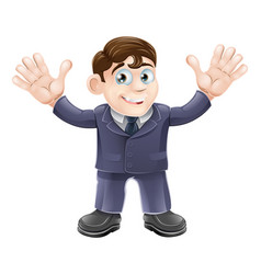 Cute businessman in suit waving Cute businessman in suit waving vector image