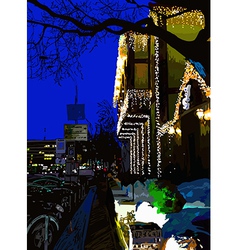 Digital painting of nightly city evening Kyiv Ukra vector image
