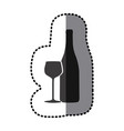 Sticker shading monochrome wine bottle and glass Sticker shading monochrome wine bottle and glass vector image