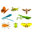 Insects in origami paper elements vector image
