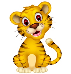 Cute baby tiger sitting vector image