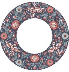 Mexican embroidery round frame pattern vector image