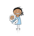 Happy mother smiling with newborn baby vector image