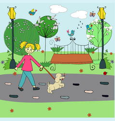 Sketch colorful summer city park template Sketch colorful summer city park template vector image