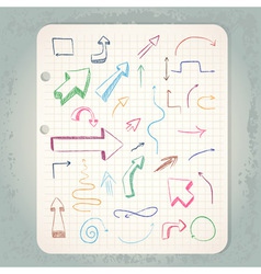 Arrows on vintage notepad vector image