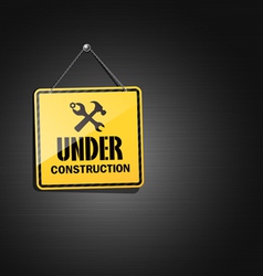 Under construction sign square hanging with chain Under construction sign square hanging with chain vector image