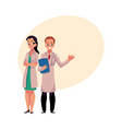 Male and female doctors in medical coats man and vector image