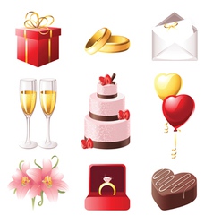 Love and marriage icons set vector image