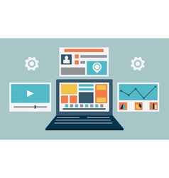 Laptop content rendering page vector image