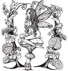 Tiny forest naked elf vector image