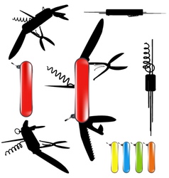 Swiss army knife silhouette vector image