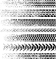 Set of seven high quality grunged tire tracks fadi vector image
