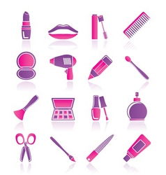 Cosmetic and hairdressing icons vector image