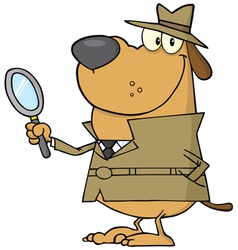 Detective dog holding a magnifying glass vector image