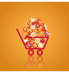 Basket with shopping vector image