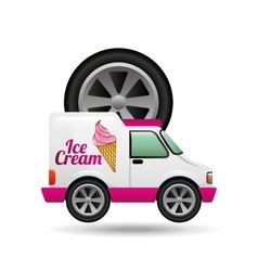 Icecream truck and wheel icon design Icecream truck and wheel icon design vector image