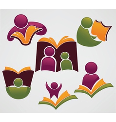 Educational and reading symbols and icons Educational and reading symbols and icons vector image