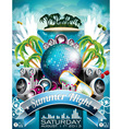 Summer Beach Party Flyer Design with disco ball vector image