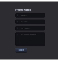 Register form for your website vector image