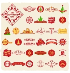 Big set of vintage Christmas labels vector image