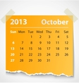 2013 calendar october colorful torn paper vector image