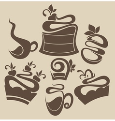 Cakes and sweets silhouettes vector image