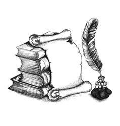 Academic and education set books scroll pen Academic and education set books scroll pen vector image