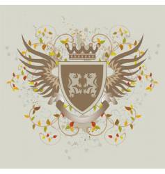 Grunge vintage shield with lions vector image
