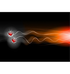 Two hearts flying on the dark vector image