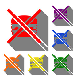 No burger sign set of red orange yellow green No burger sign set of red orange yellow green vector image