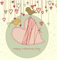 Valentine greeting with cute birds vector image