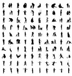 One hundred silhouettes of parents vector image