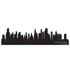 Chicago illinois skyline detailed silhouette vector image