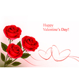 Red roses and gift gold hearts vector image
