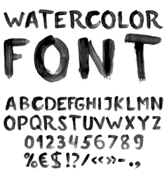 Handwritten black watercolor alphabet vector image