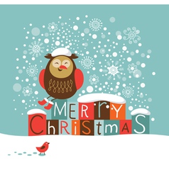 Funny owl in winter vector image