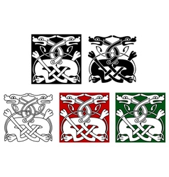 Celtic ornament with wild dogs vector image