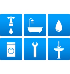Bath objects on blue background vector image