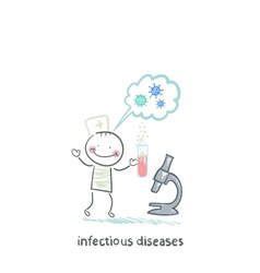 Infectious diseases specialist is standing next to vector image