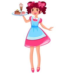 Cute waitress vector image
