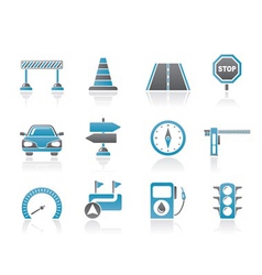 Navigation and traffic icons vector image